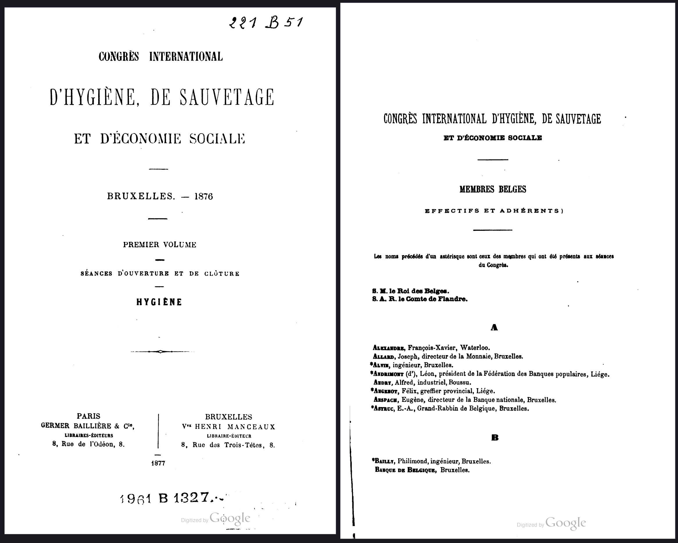 1876 Internationaal Congres in Brussel